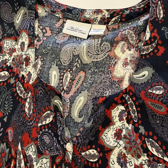 Vermont Country Store Maxi Dress 3X Button Lightweight Paisley Boho Elephant - Picture 10 of 12